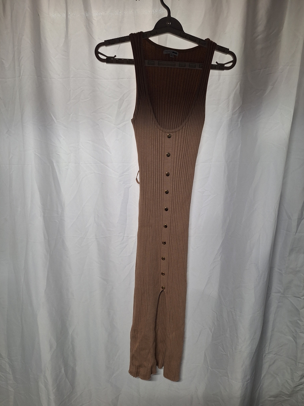 Fashion Nova Brown Ribbed Maxi Dress